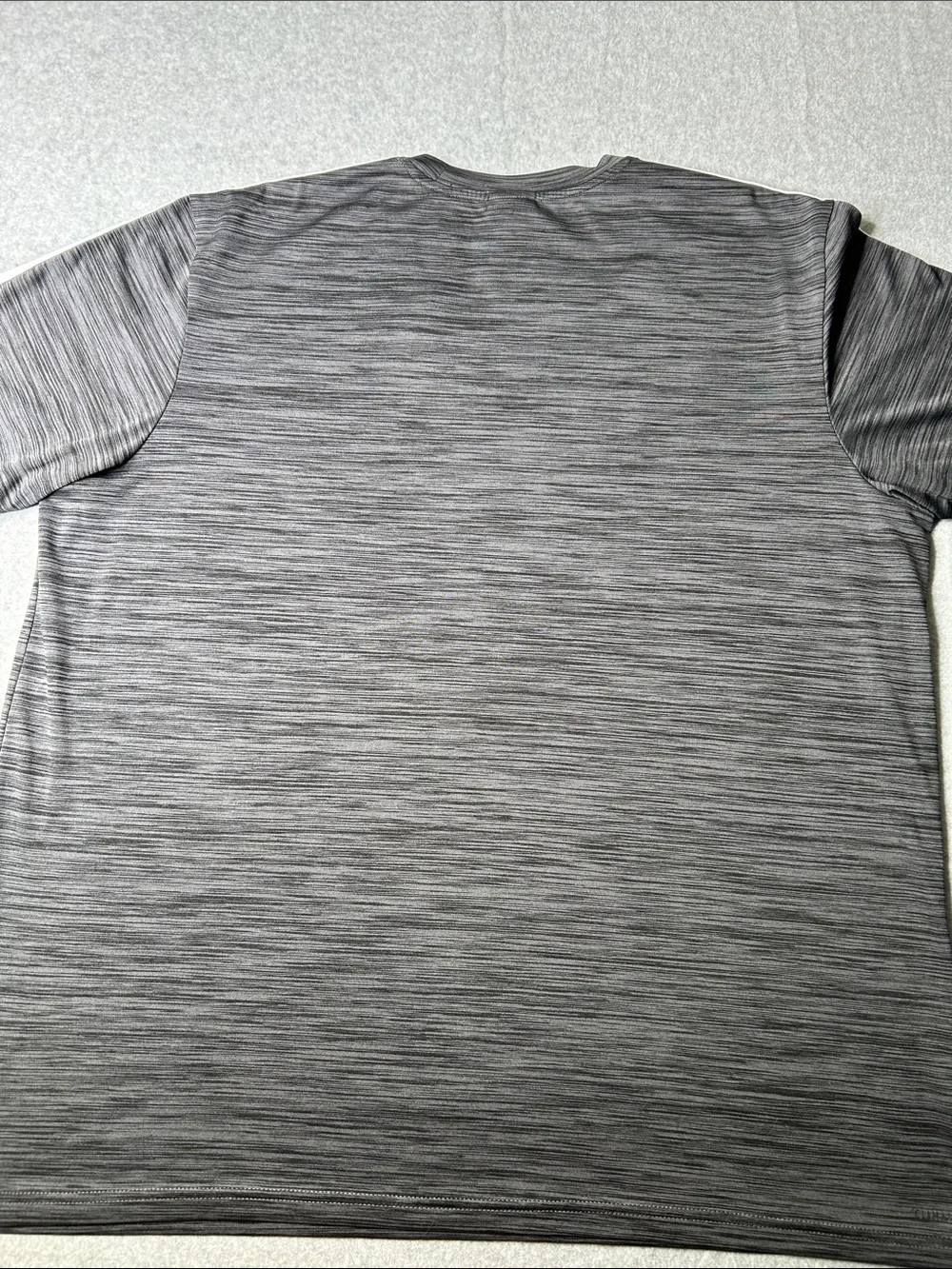 adidas Gray Heather Short Sleeve Performance Tee with White Shoulder Stripes